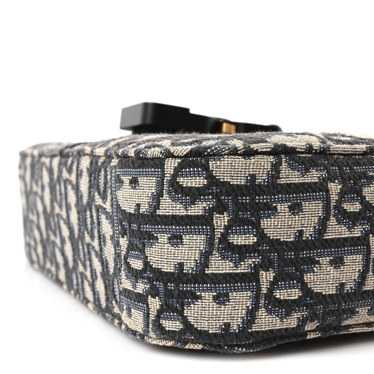 Oblique Jacquard Grained Calfskin Small Saddle Messenger Bag Beige Black wholesalehk.shop