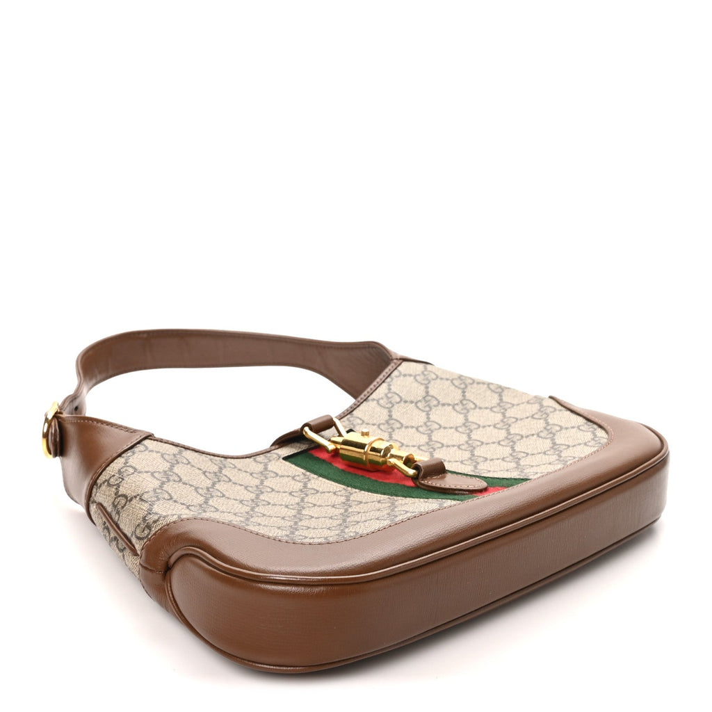 GG Supreme Monogram Azalea Calfskin Web Small Jackie 1961 Hobo Beige Ebony Brown Sugar £¨ Direct shipment via from wholesalehk.shop