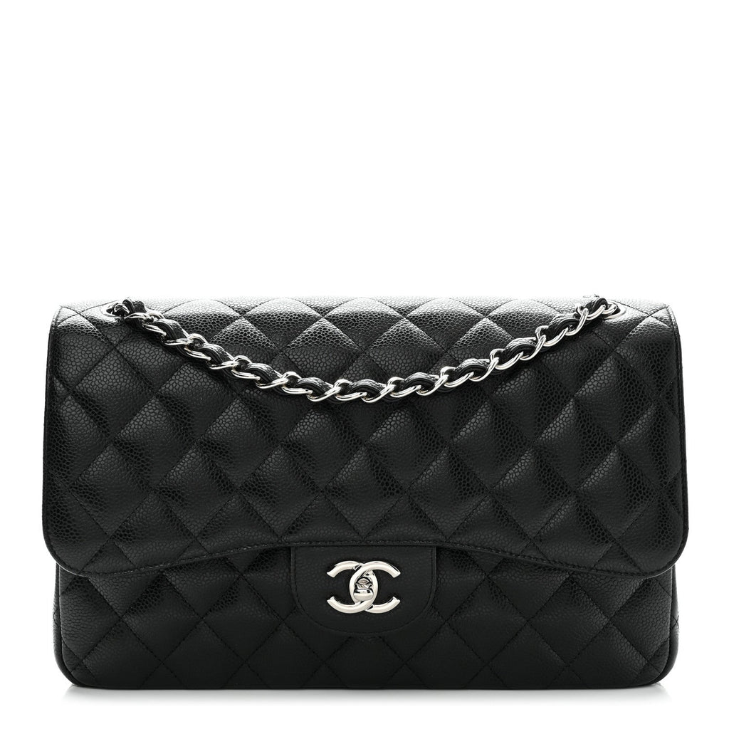 Caviar Quilted Jumbo Double Flap Black wholesalehk.shop