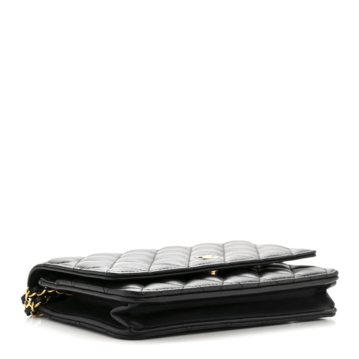 Lambskin Quilted Wallet On Chain WOC Black wholesalehk.shop