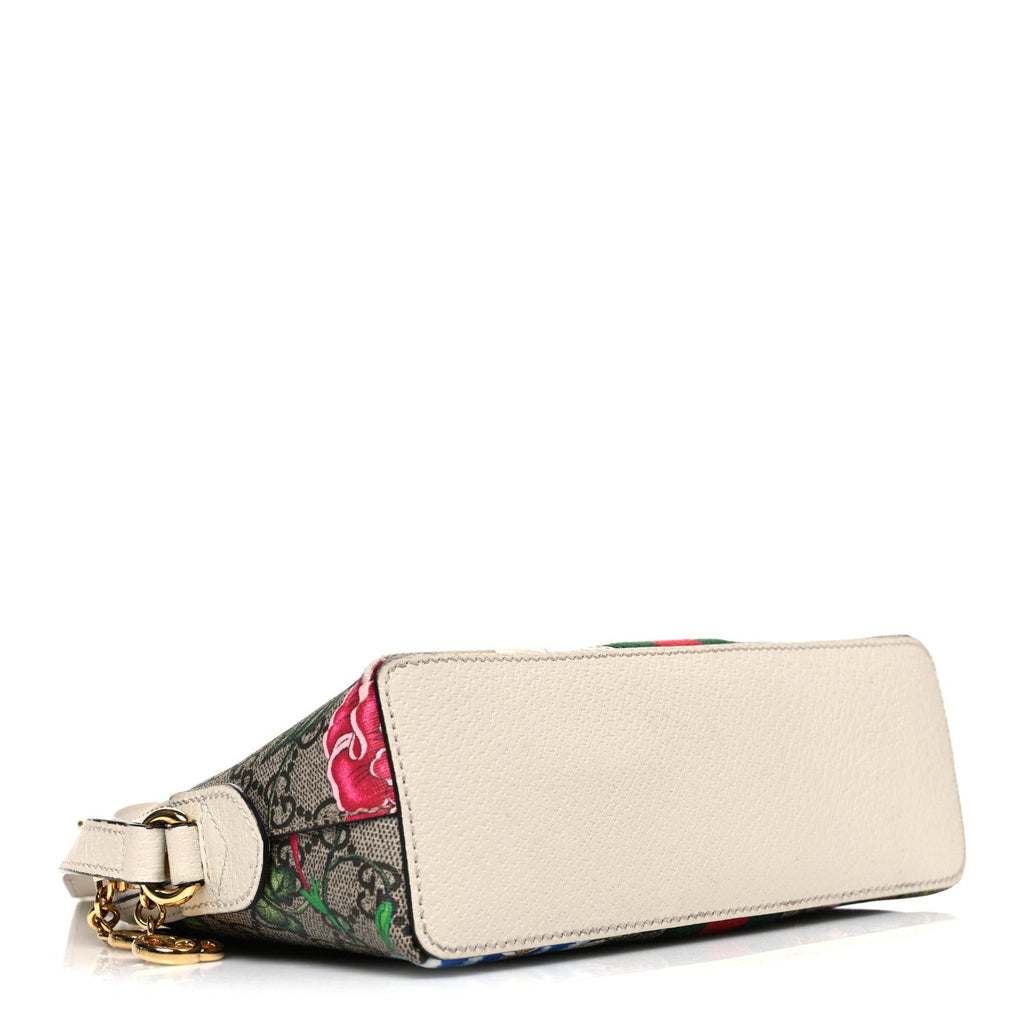 GG Supreme Monogram Flora Web GG Small Ophidia Dome Shoulder Bag White wholesalehk.shop