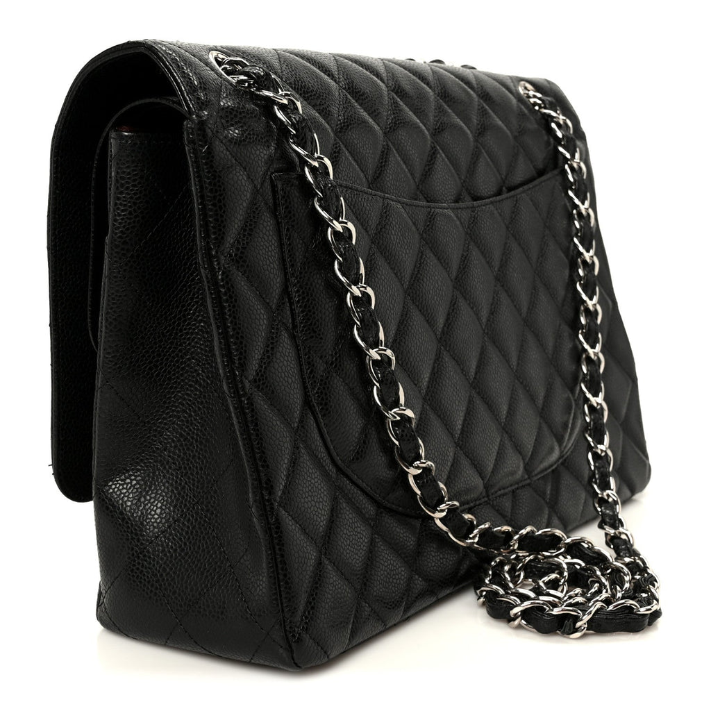 Caviar Quilted Maxi Double Flap Black wholesalehk.shop