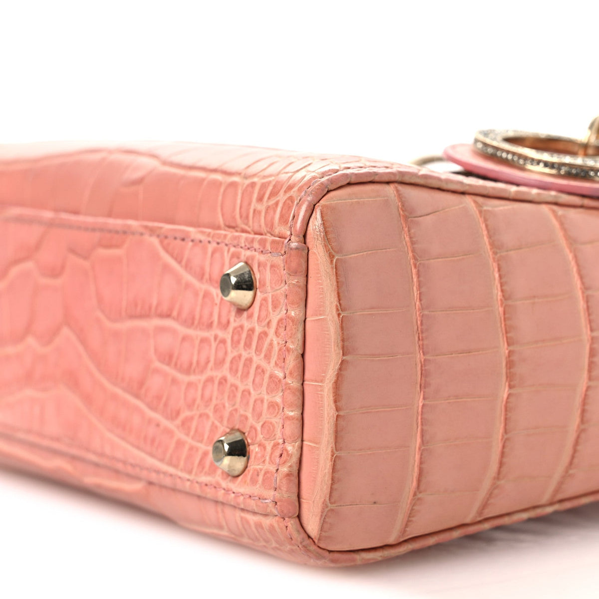 Alligator Crystal Mini Lady Dior Pink wholesalehk.shop