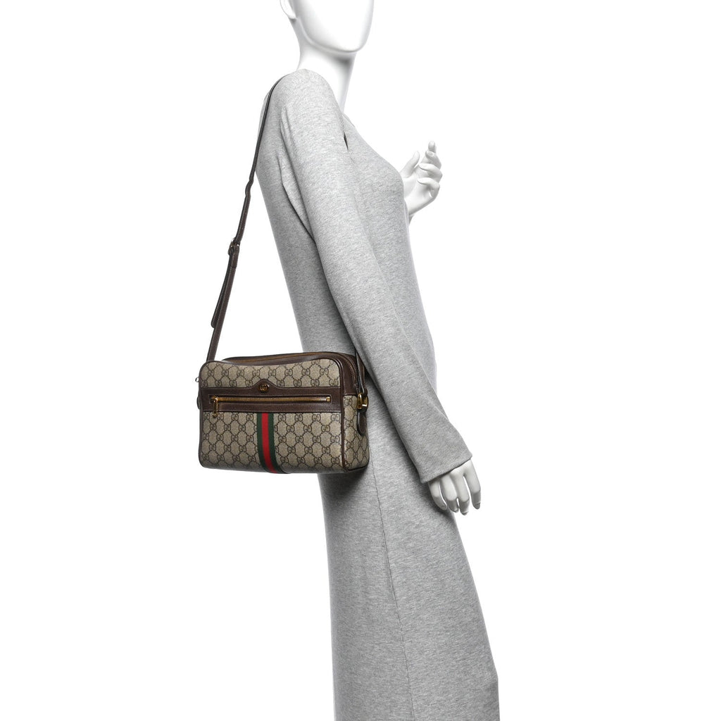 GG Supreme Monogram Web Small Ophidia Shoulder Bag Brown wholesalehk.shop