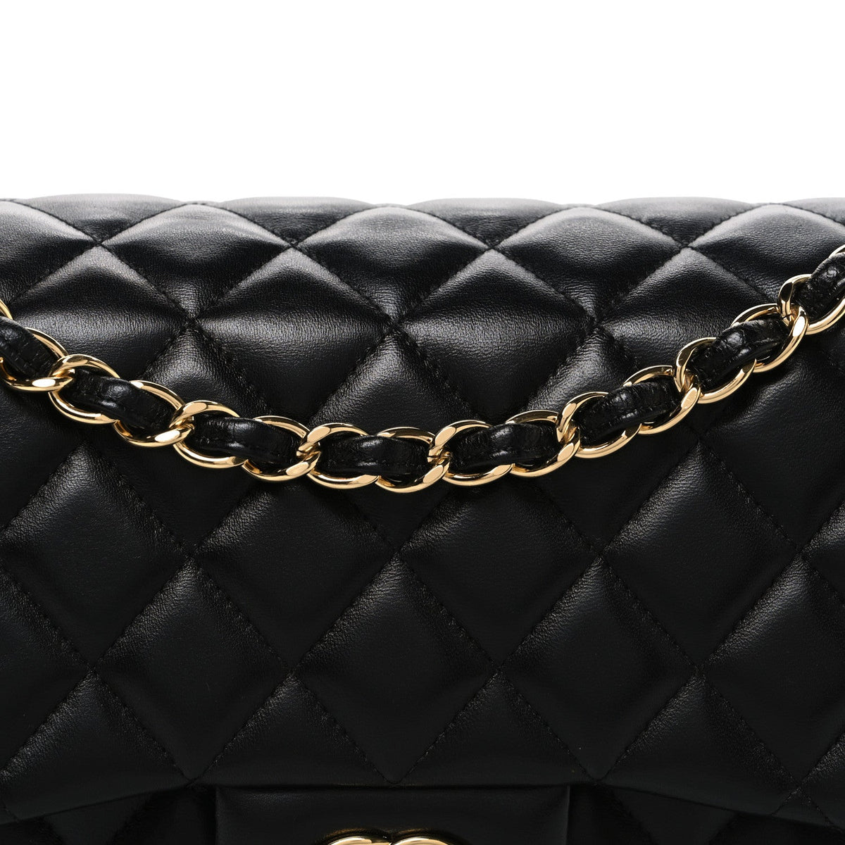 Lambskin Quilted Jumbo Double Flap Black wholesalehk.shop