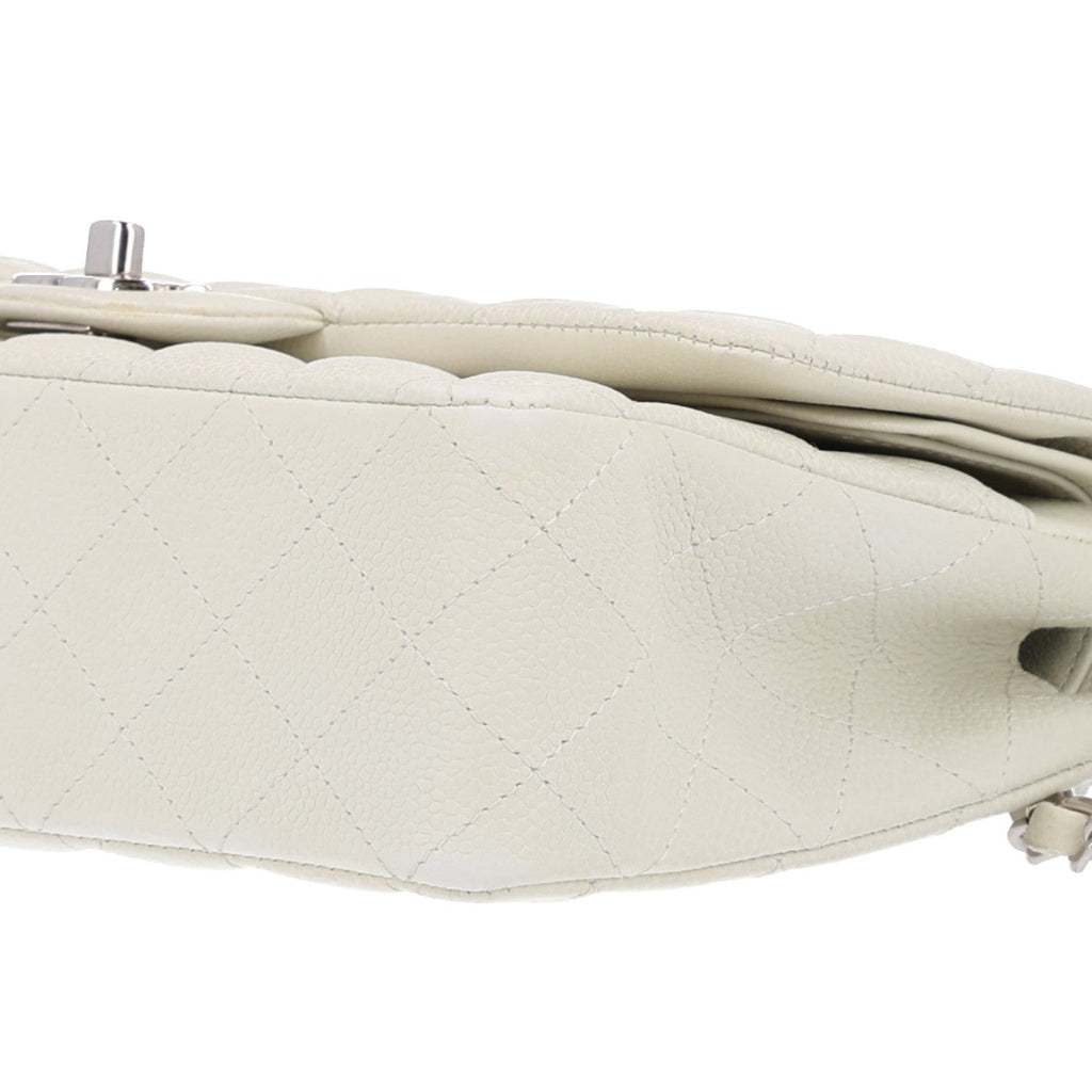 Caviar Quilted Medium Double Flap Light Green wholesalehk.shop
