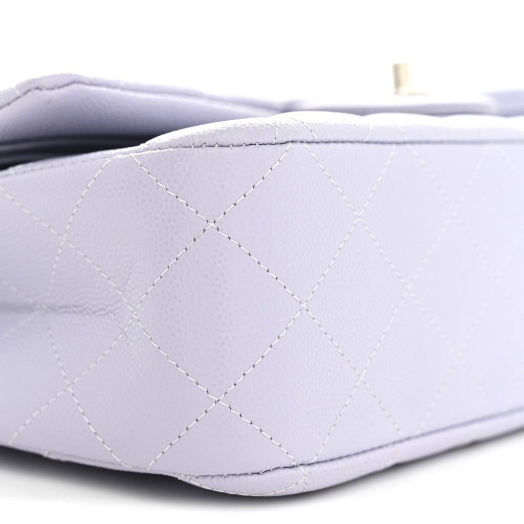 Caviar Quilted Medium Double Flap Light Purple wholesalehk.shop