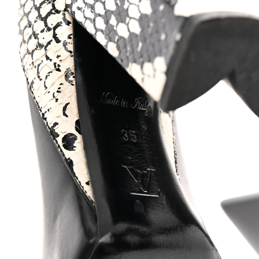 Calfskin Snakeskin Embossed Matchmake Pumps 35 Black White £¨ Direct shipment via from wholesalehk.shop