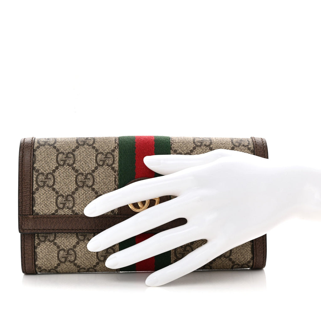 GG Supreme Monogram Web Ophidia Continental Wallet Brown wholesalehk.shop