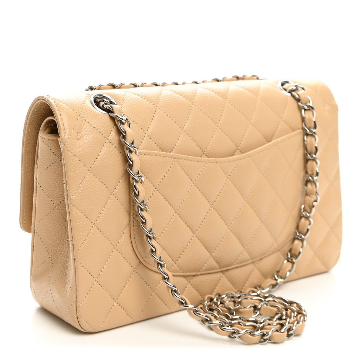 Caviar Quilted Medium Double Flap Beige wholesalehk.shop