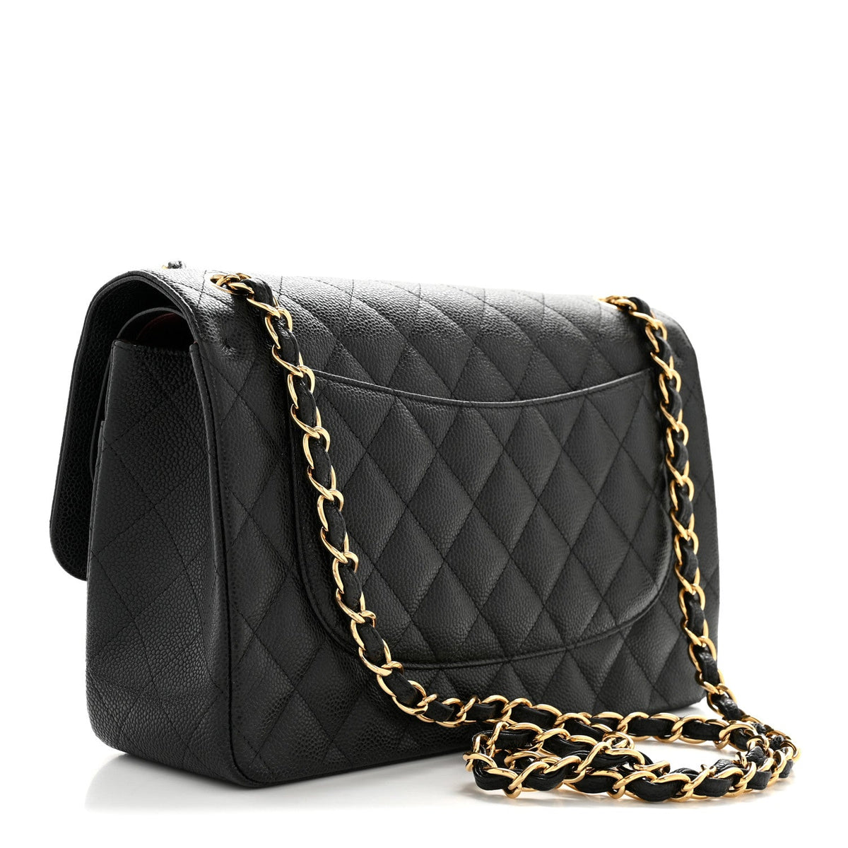 Caviar Quilted Jumbo Double Flap Black wholesalehk.shop