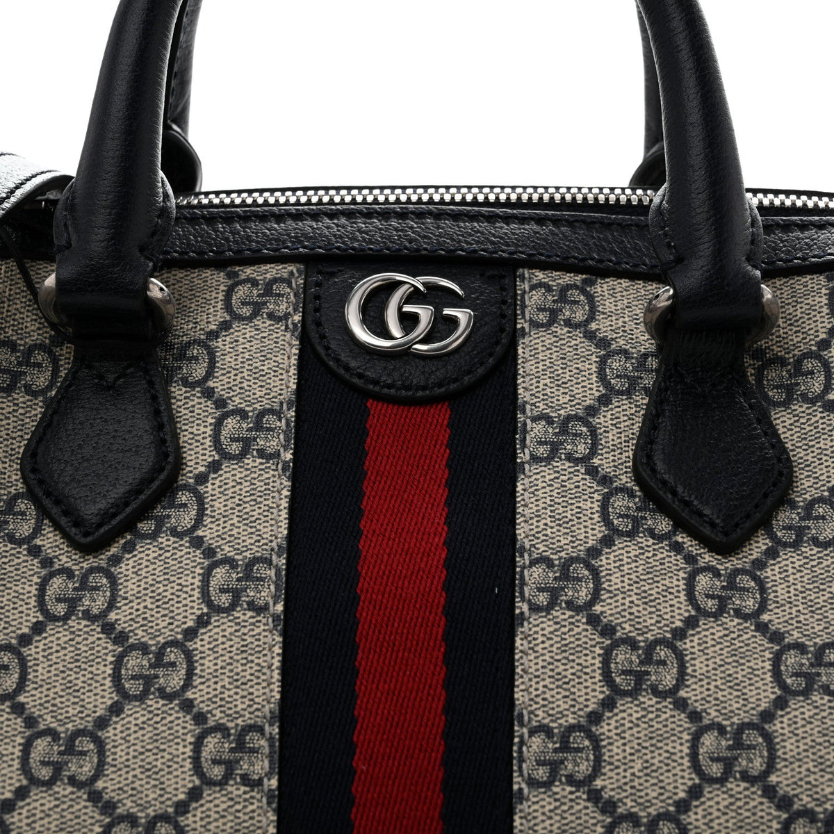 GG Supreme Monogram Web Medium Ophidia Top Handle Bag Beige Blue wholesalehk.shop