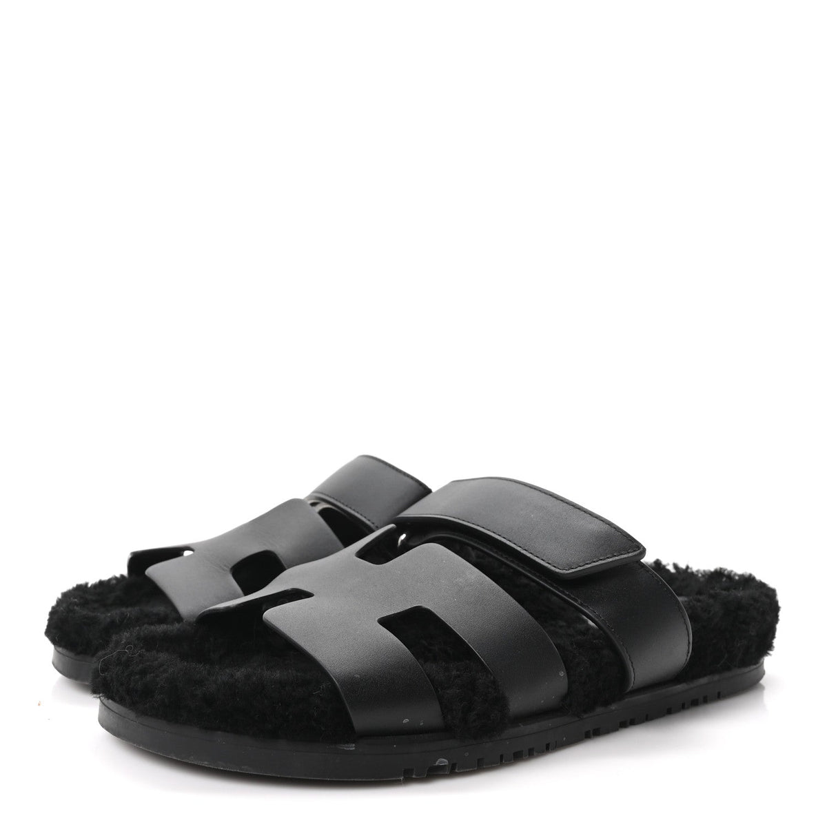 Calfskin Woolskin Womens Chypre Sandals 39 Black wholesalehk.shop