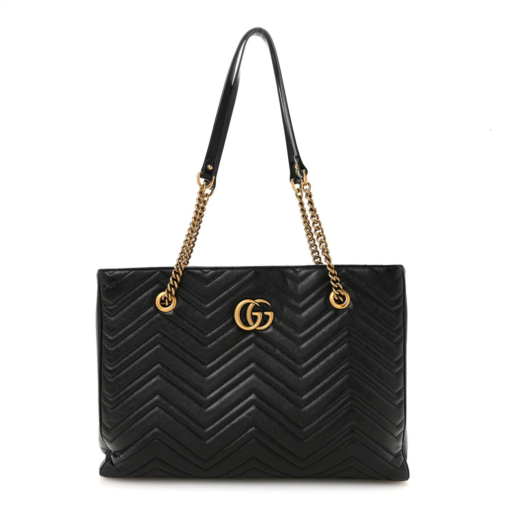 Vintage Calfskin Matelasse Medium GG Marmont Slim Tote Black wholesalehk.shop