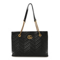 Vintage Calfskin Matelasse Medium GG Marmont Slim Tote Black wholesalehk.shop
