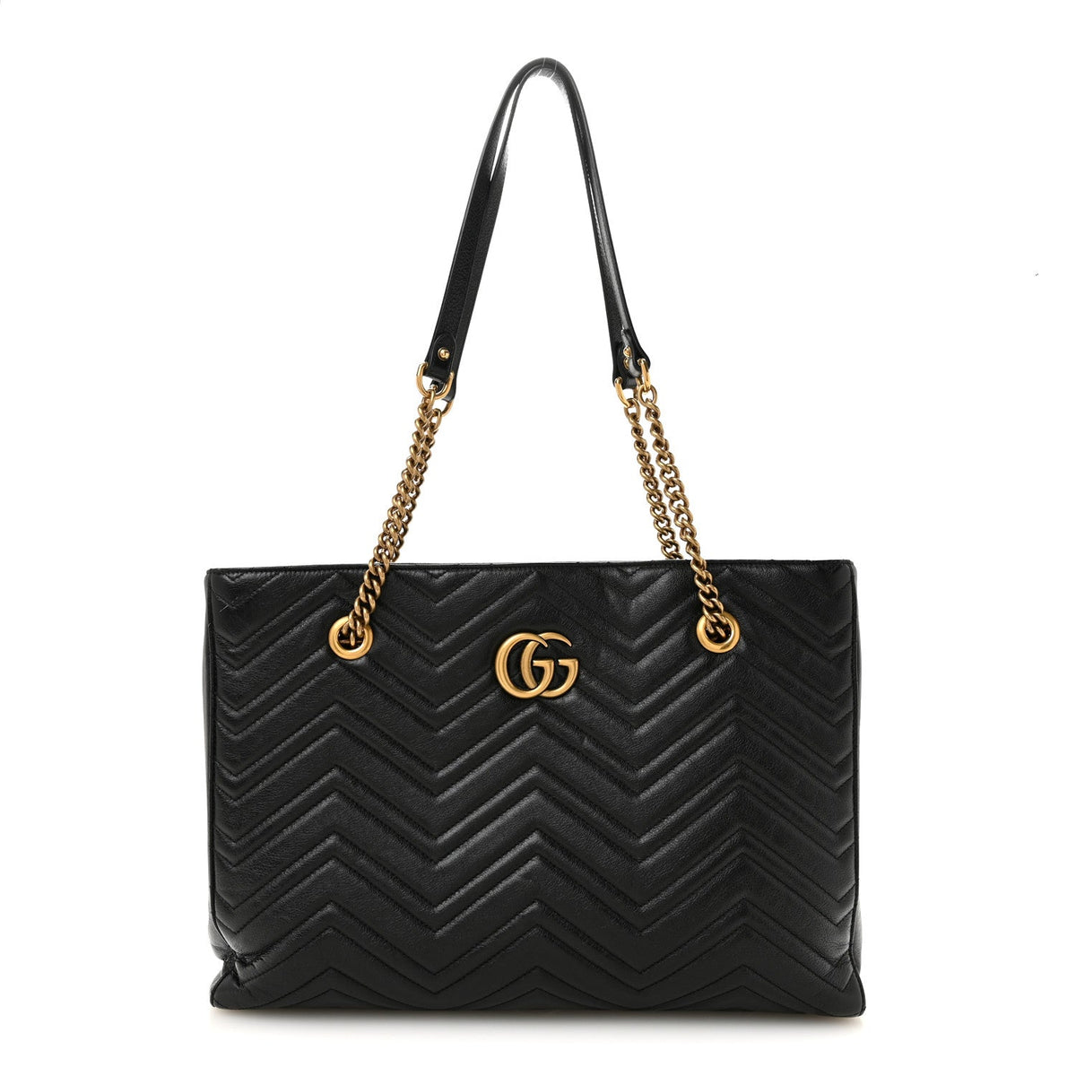 Vintage Calfskin Matelasse Medium GG Marmont Slim Tote Black wholesalehk.shop