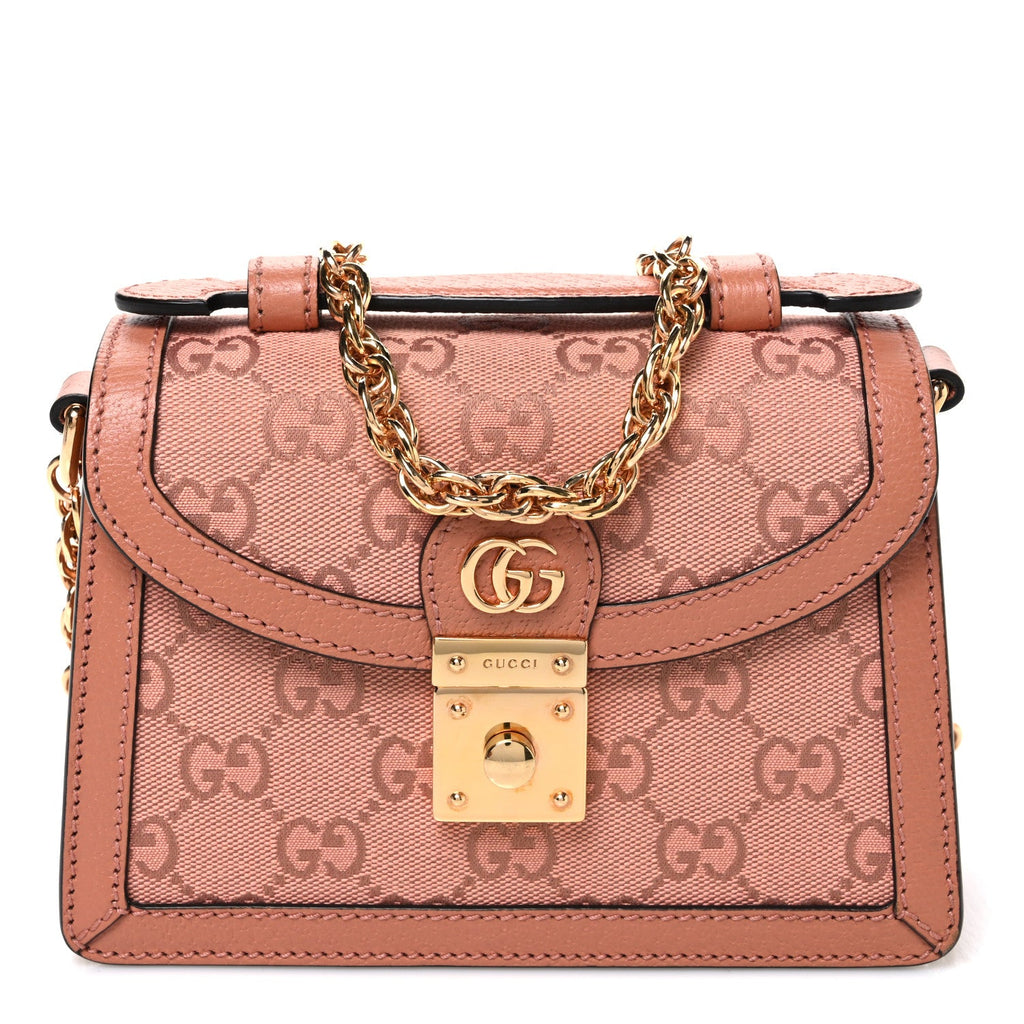 GG Monogram Textured Dollar Calfskin Mini Ophidia Padlock Top Handle Chain Shoulder Bag Cloche Rose Pink £¨ Direct shipment via from wholesalehk.shop