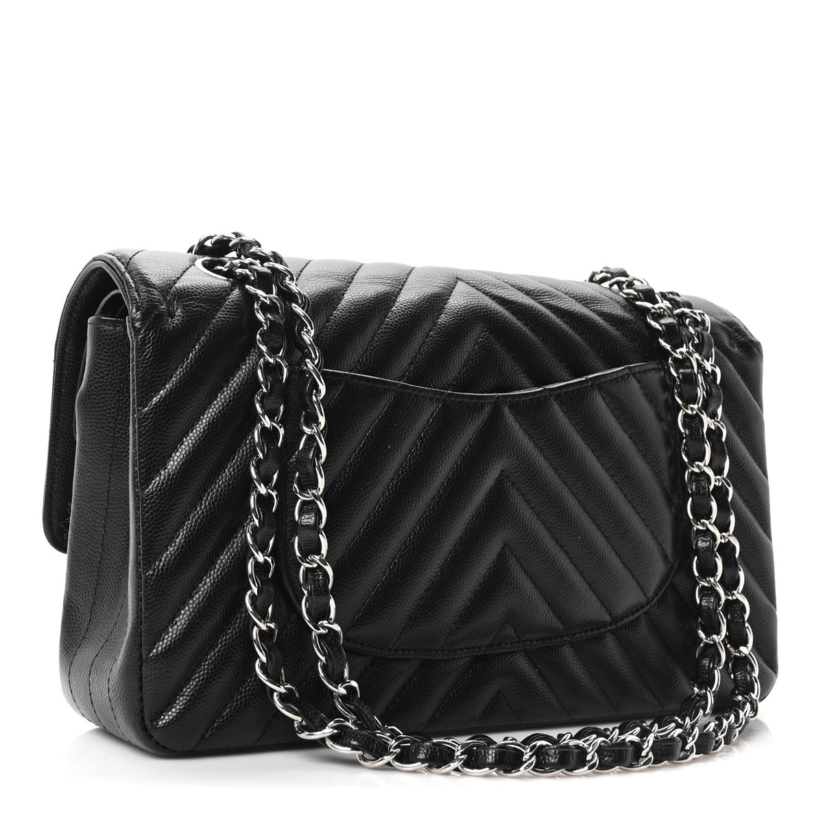 Caviar Chevron Quilted Medium Double Flap Black wholesalehk.shop