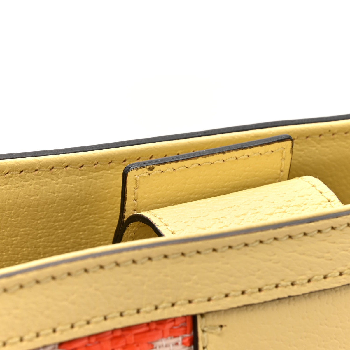 Straw Textured Dollar Calfskin Cancun Medium Ophidia Shopping Tote Orange Yellow wholesalehk.shop