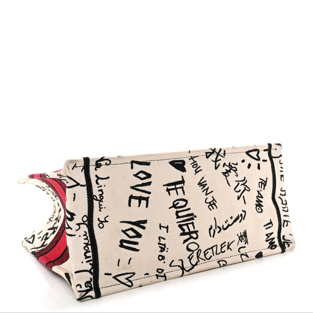 Canvas Embroidered Medium Dioramour Graffiti Book Tote Latte Multicolor £¨ Direct shipment via from wholesalehk.shop