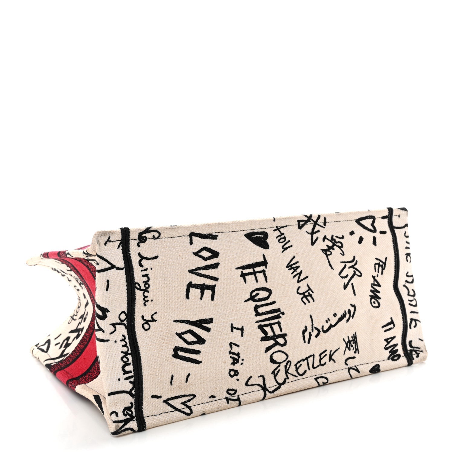 Canvas Embroidered Medium Dioramour Graffiti Book Tote Latte Multicolor £¨ Direct shipment via from wholesalehk.shop