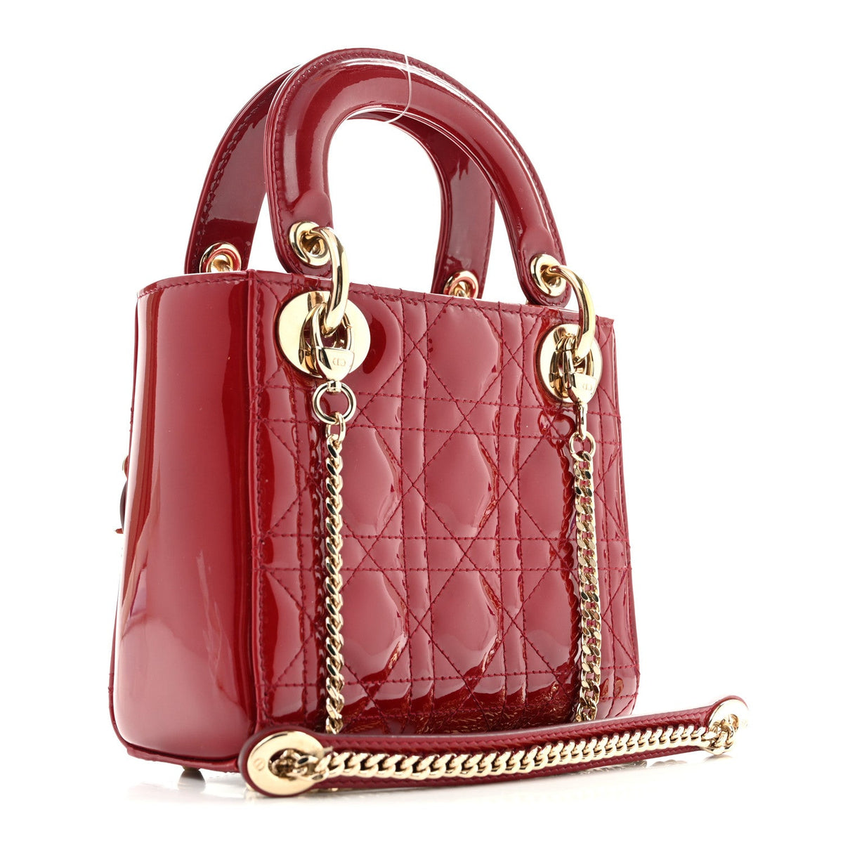 Patent Cannage Mini Lady Dior Red wholesalehk.shop
