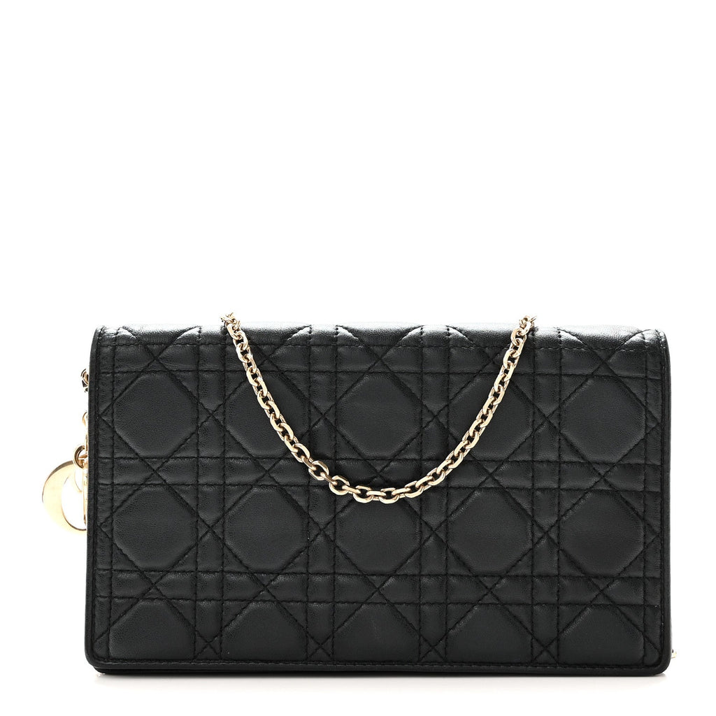 Lambskin Cannage Lady Dior Pouch Black wholesalehk.shop