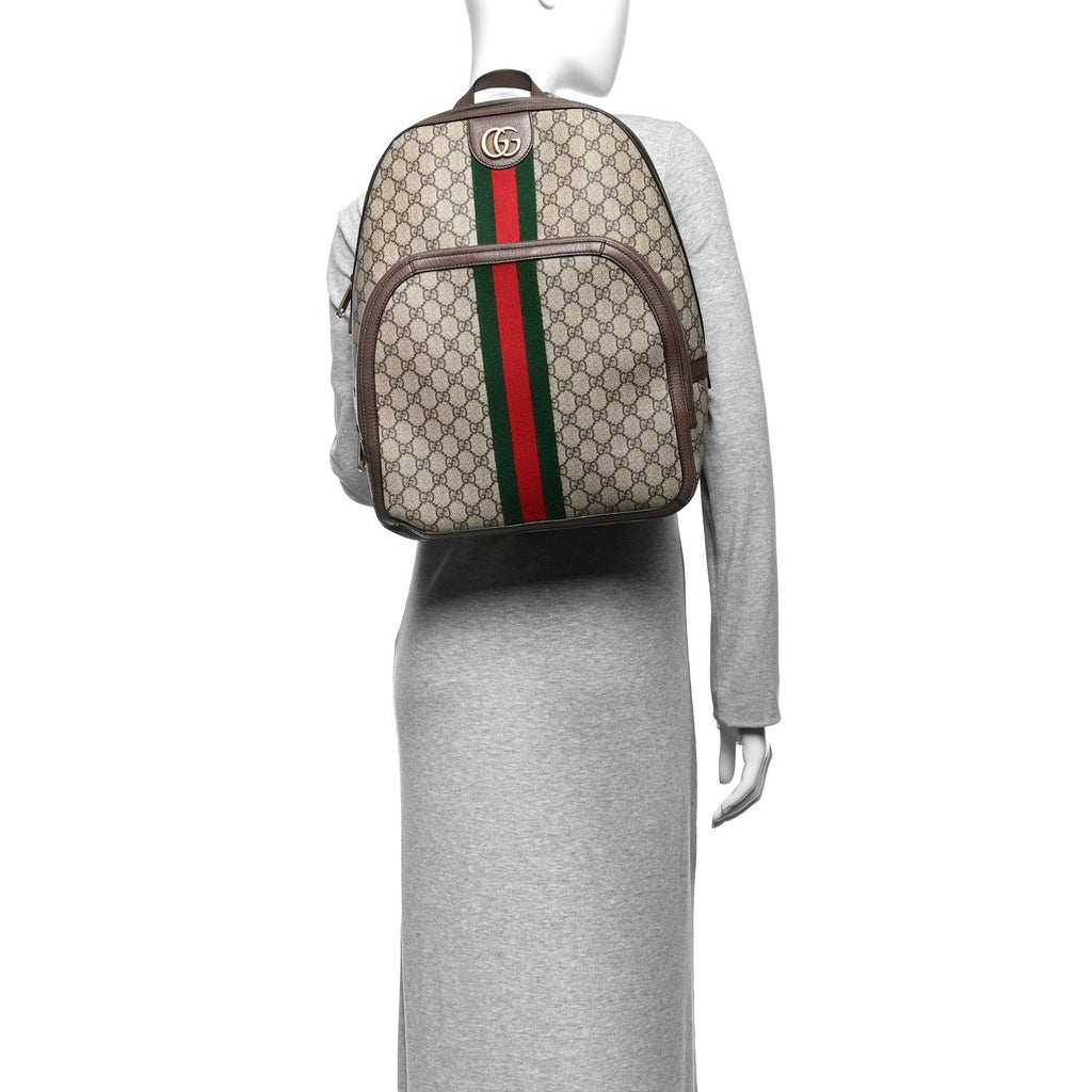 GG Supreme Monogram Medium Ophidia Day Backpack Brown wholesalehk.shop