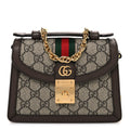 GG Supreme Monogram Textured Dollar Calfskin Web Mini Ophidia Padlock Top Handle Chain Shoulder Bag Beige Ebony New Acero £¨ Direct shipment via from wholesalehk.shop