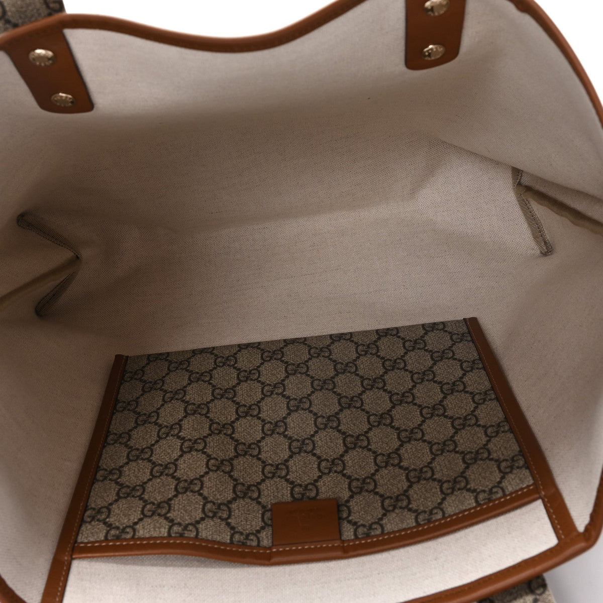 GG Plus Monogram Medium Signature Web Loop Tote Light Brown wholesalehk.shop