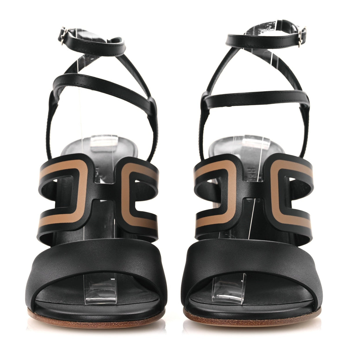 Calfskin Klara 100 Wedge Sandals 35 Black Natural wholesalehk.shop