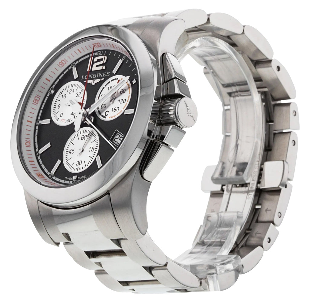 Longines Conquest Jumping Chronograph Stainless Steel Black Dial Date Quartz Mens Watch L3.701.4.56.6 wholesalehk.shop