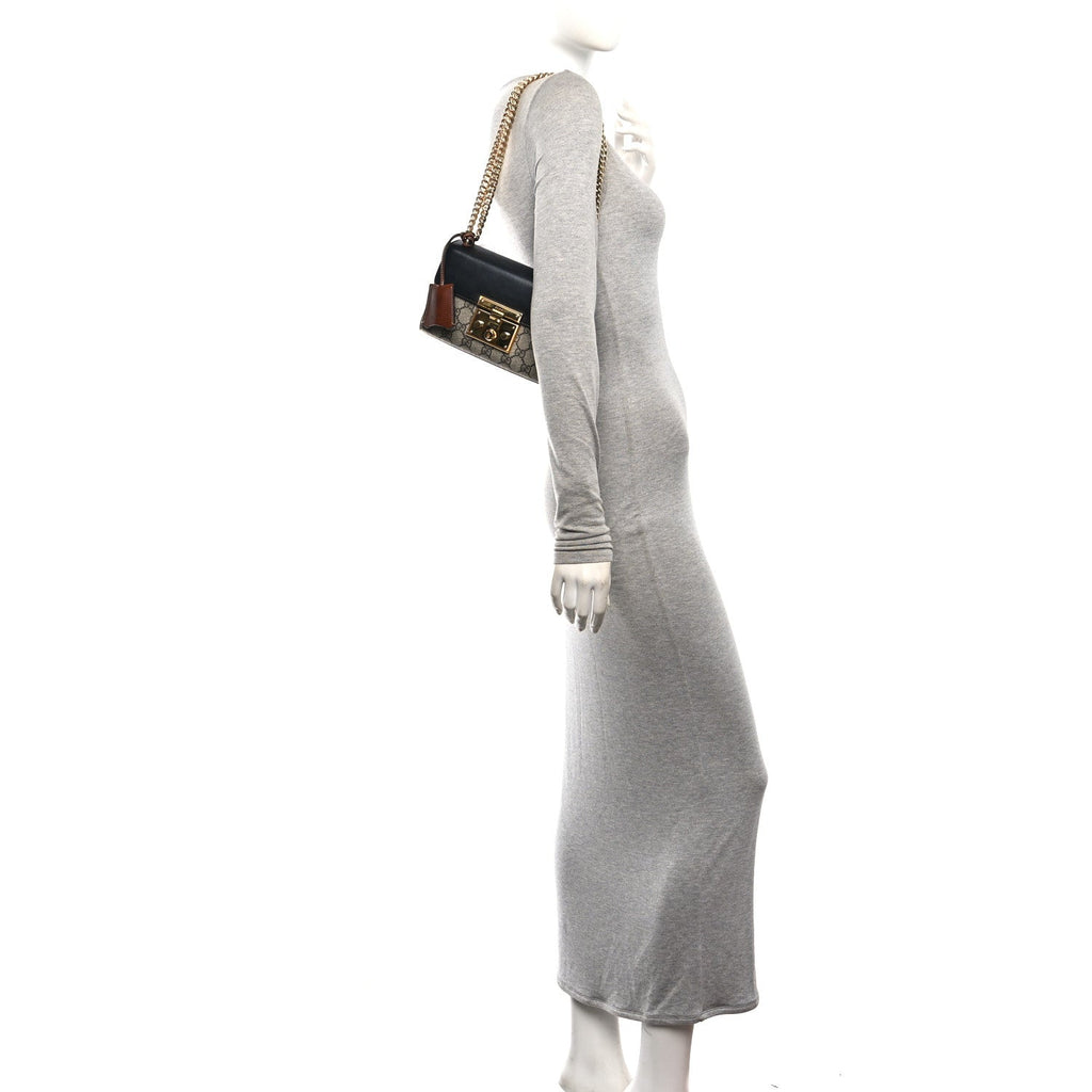 GG Supreme Monogram Calfskin Small Padlock Shoulder Bag Beige Black Cuir £¨ Direct shipment via from wholesalehk.shop