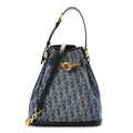 Denim Oblique Jacquard Medium C'est Chain Bucket Bag Denim Blue wholesalehk.shop