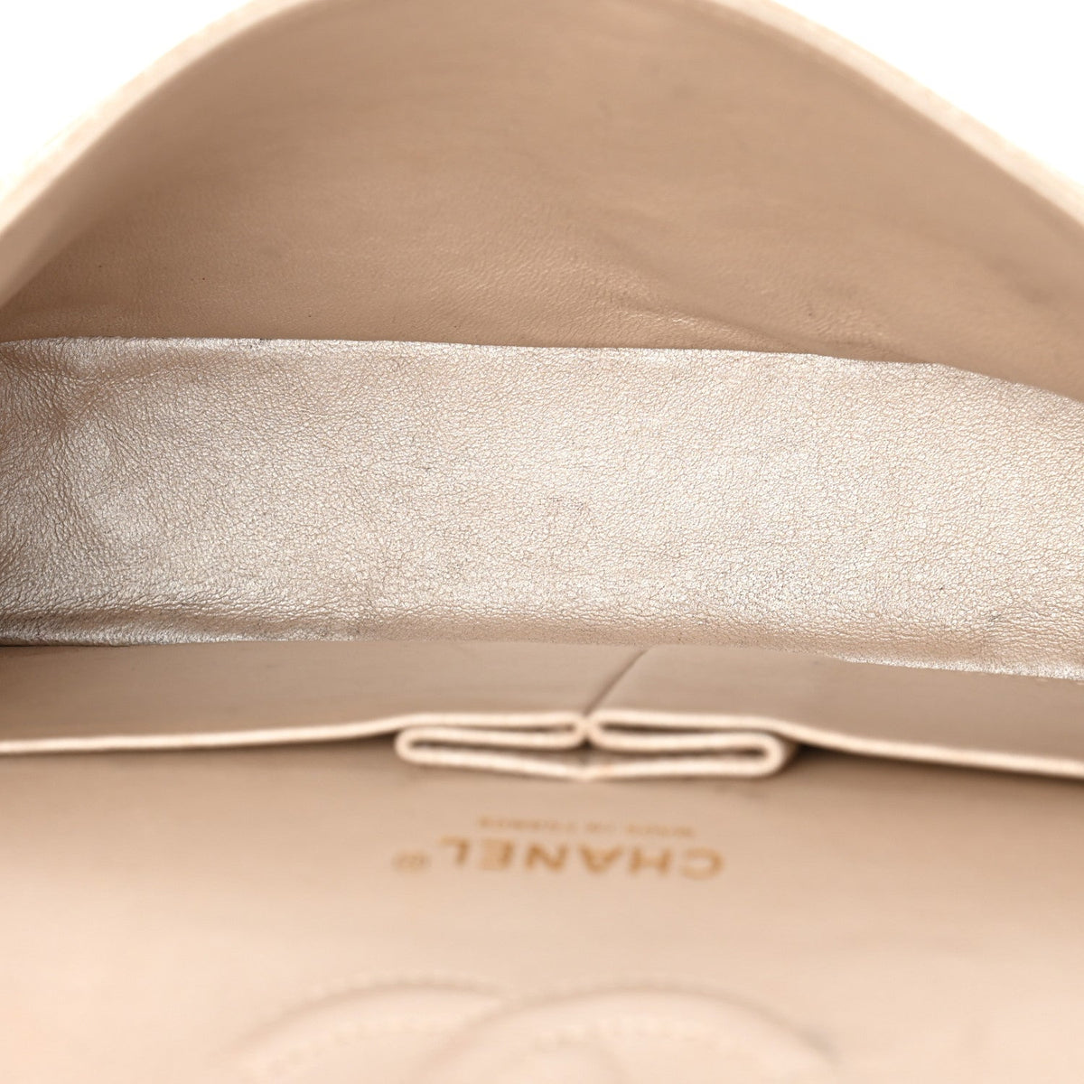 Pearly Caviar Quilted Medium Double Flap Light Beige wholesalehk.shop