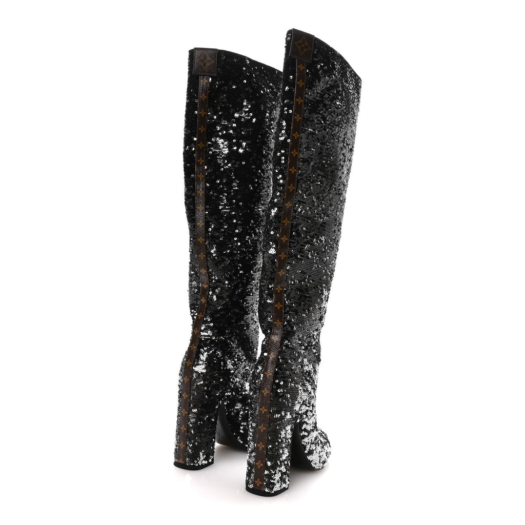 Sequin Donna High Boots 38 Black £¨ Direct shipment via from wholesalehk.shop