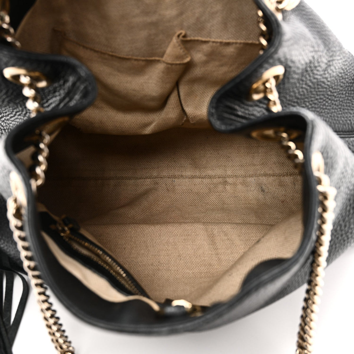 Pebbled Calfskin Medium Soho Chain Shoulder Bag Black wholesalehk.shop