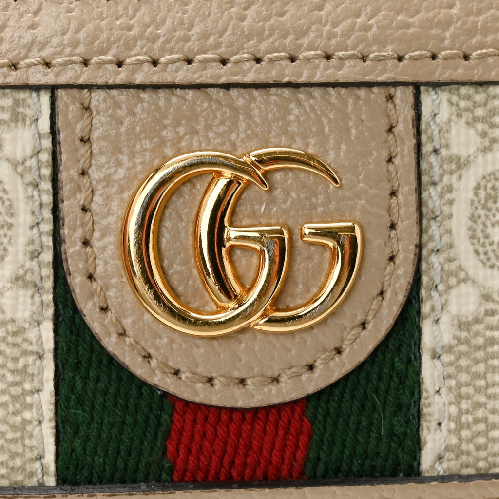 GG Supreme Monogram Textured Dollar Calfskin Web Ophidia Card Holder Beige Mystic White Oatmeal wholesalehk.shop