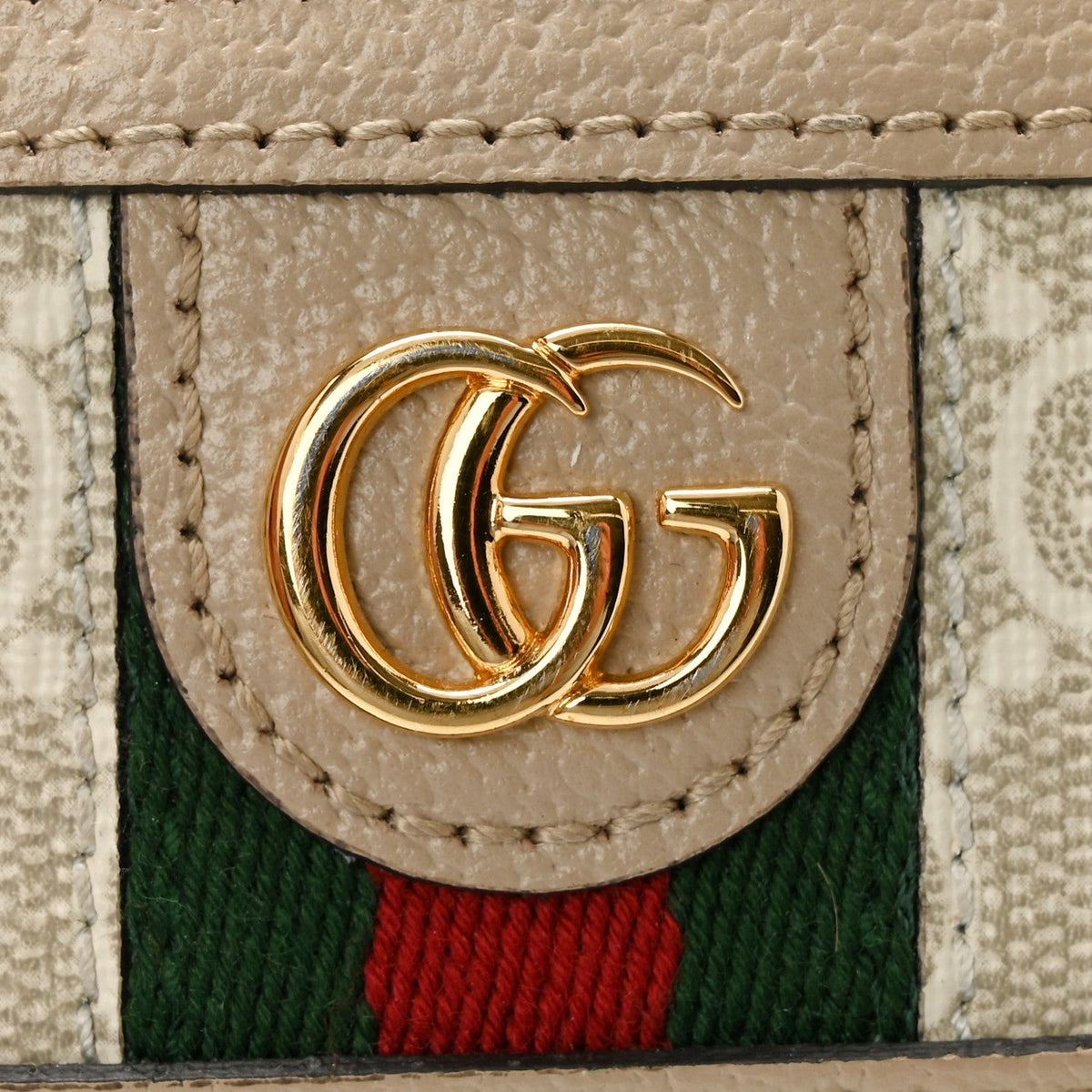 GG Supreme Monogram Textured Dollar Calfskin Web Ophidia Card Holder Beige Mystic White Oatmeal wholesalehk.shop