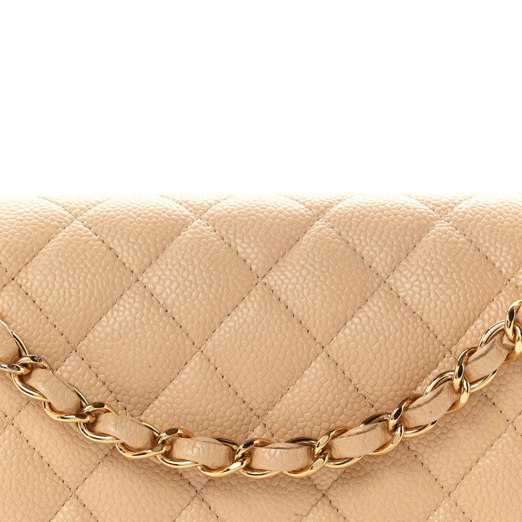 Caviar Quilted Medium Double Flap Beige wholesalehk.shop