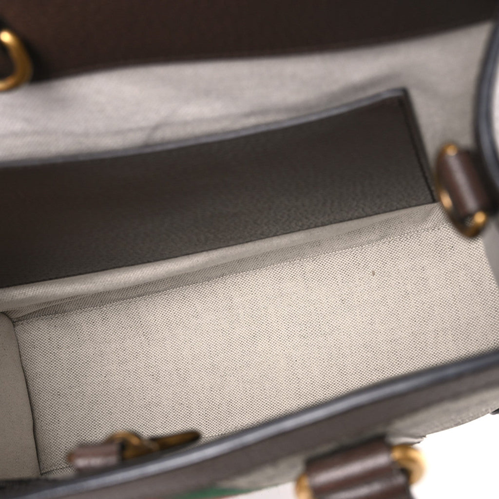 GG Supreme Monogram Textured Dollar Calfskin Web Medium Ophidia Tote Bag Beige Ebony wholesalehk.shop