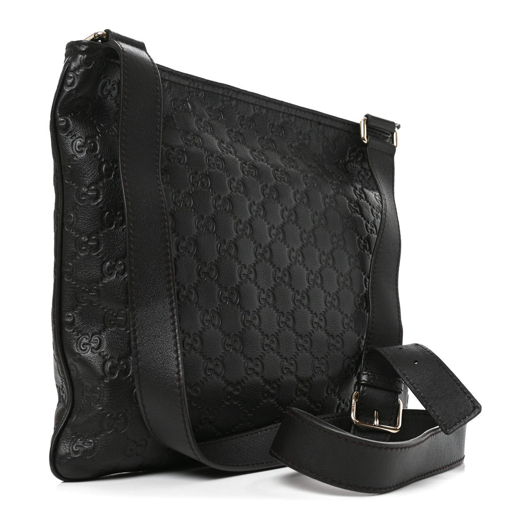 Guccissima Medium Flat Messenger Bag Black £¨ Direct shipment via from wholesalehk.shop