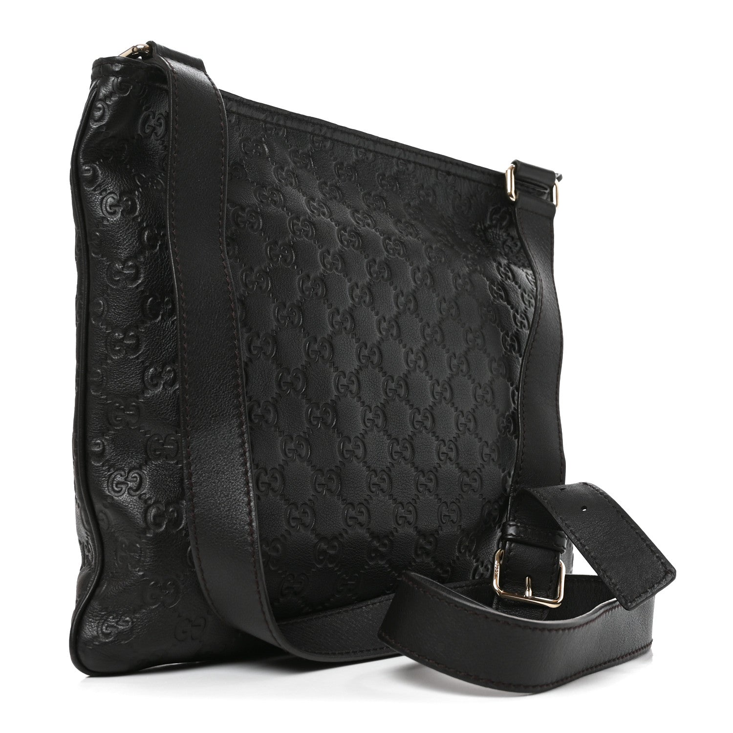 Guccissima Medium Flat Messenger Bag Black £¨ Direct shipment via from wholesalehk.shop