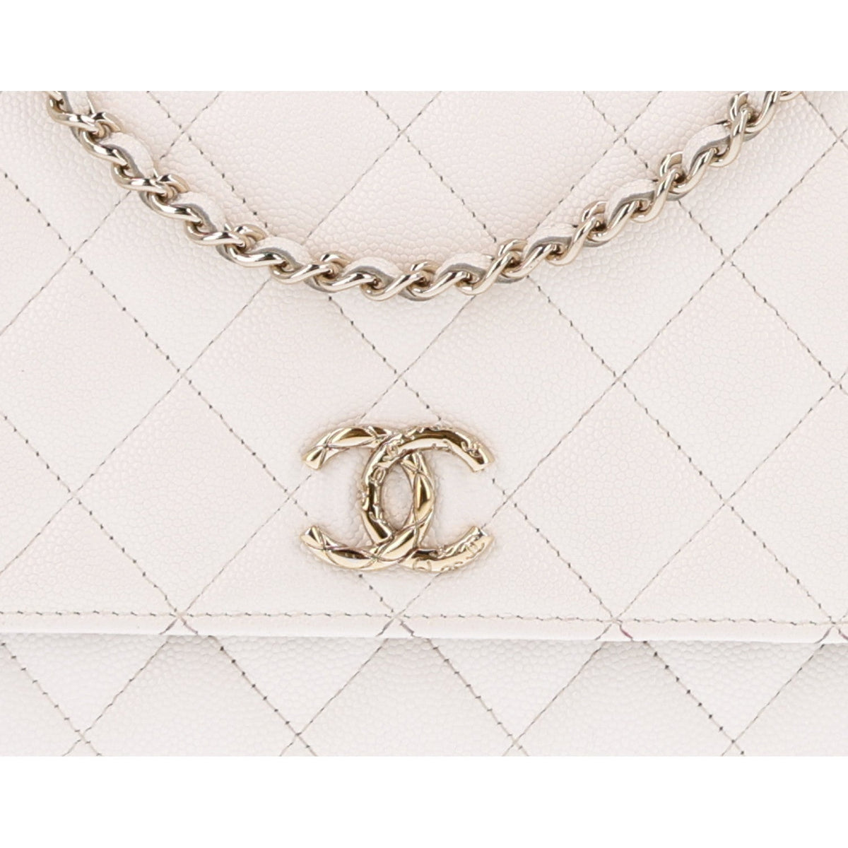Caviar Quilted Wallet On Chain WOC White wholesalehk.shop