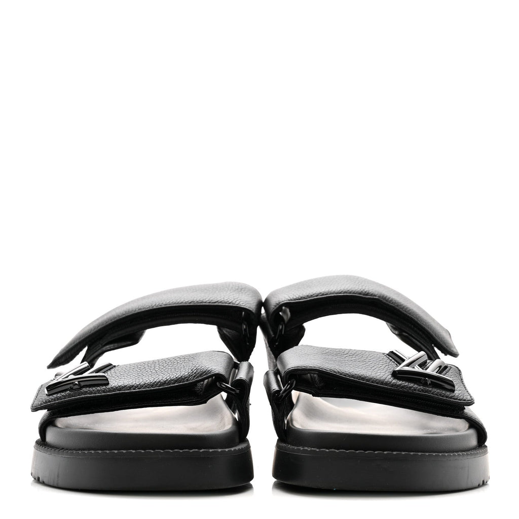Grained Calfskin Sunset Comfort Flat Sandals 38 Black £¨ Direct shipment via from wholesalehk.shop