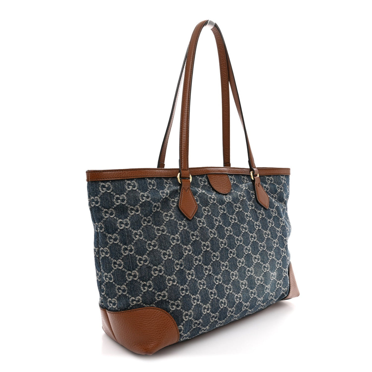 New Denim GG Monogram Medium Ophidia Shopping Tote Blue Tea Cuir wholesalehk.shop