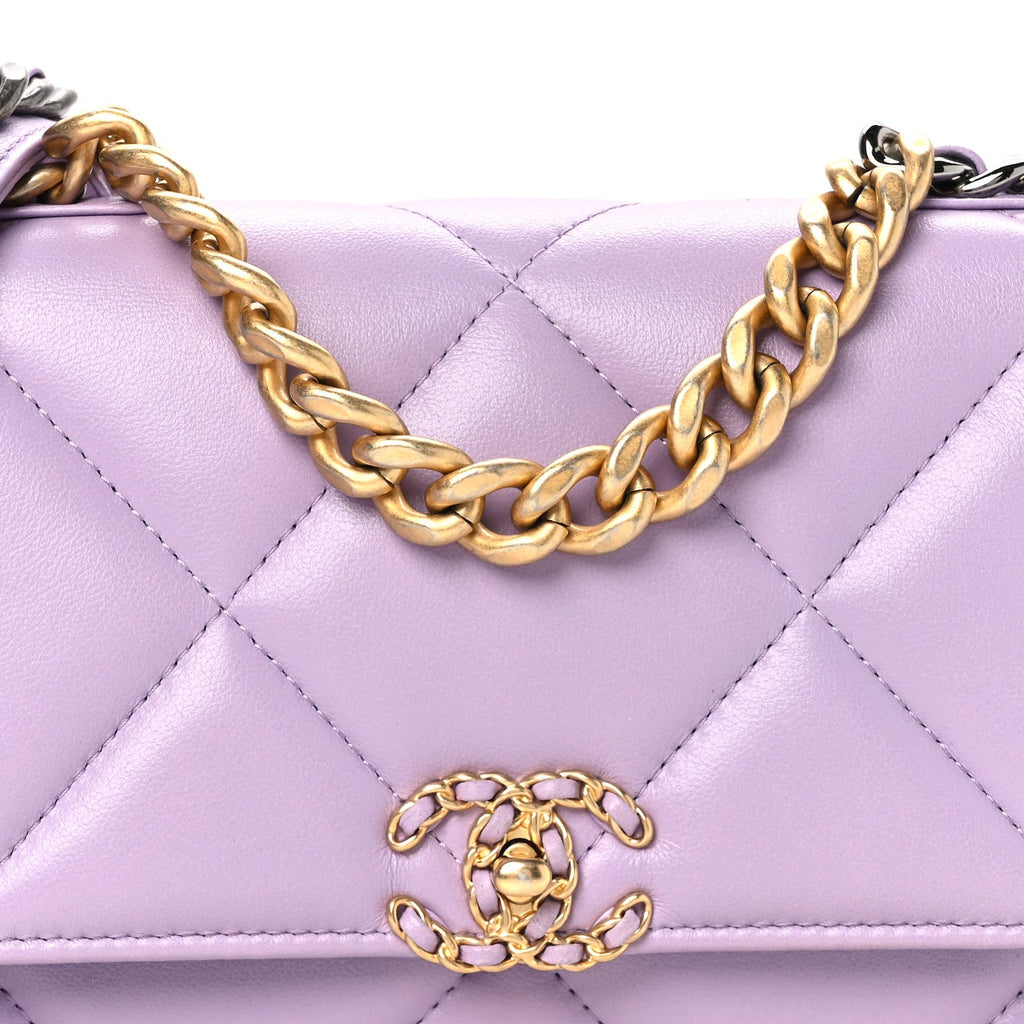 Lambskin Quilted Chanel 19 Wallet On Chain WOC Light Purple wholesalehk.shop