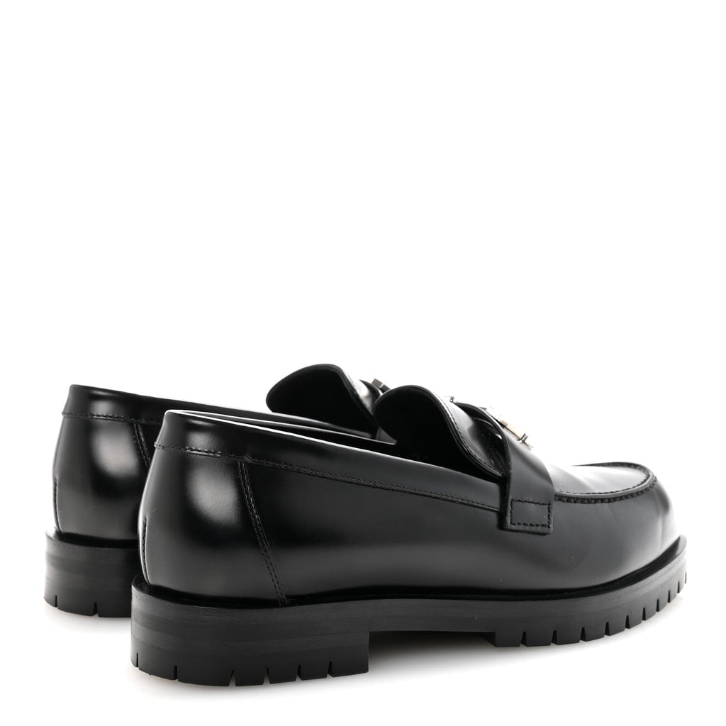 Glazed Calfskin Womens Faubourg Loafers 37 Black wholesalehk.shop