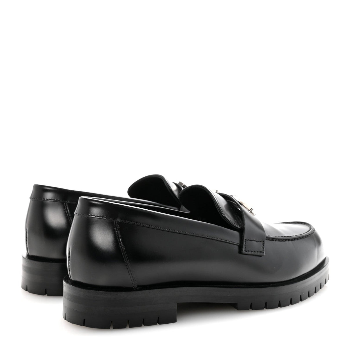 Glazed Calfskin Womens Faubourg Loafers 37 Black wholesalehk.shop