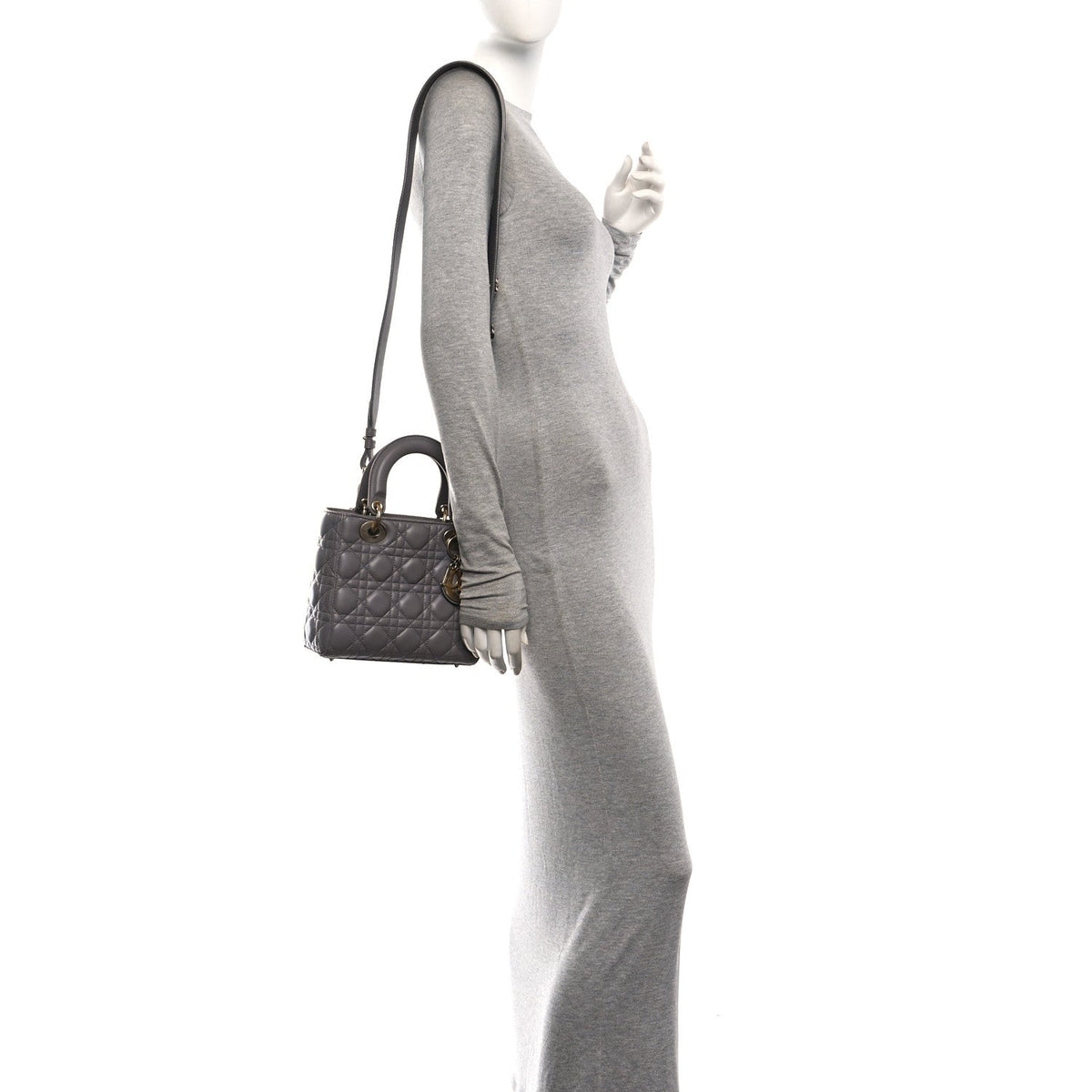 Lambskin Cannage Small My ABCDior Lady Dior Grey wholesalehk.shop